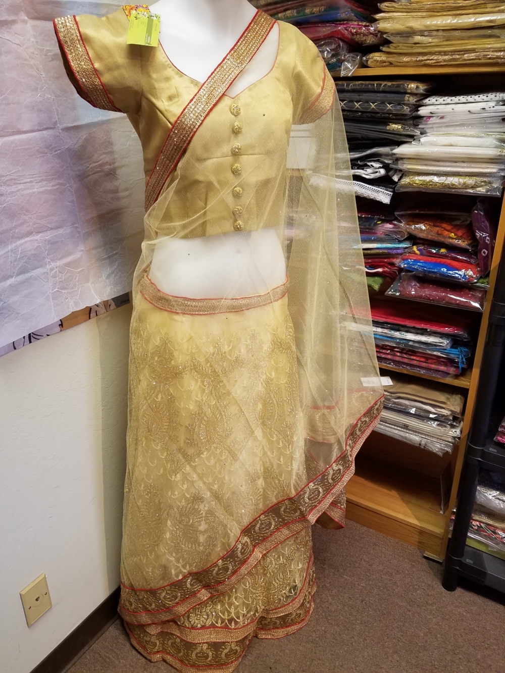 golden net frock design